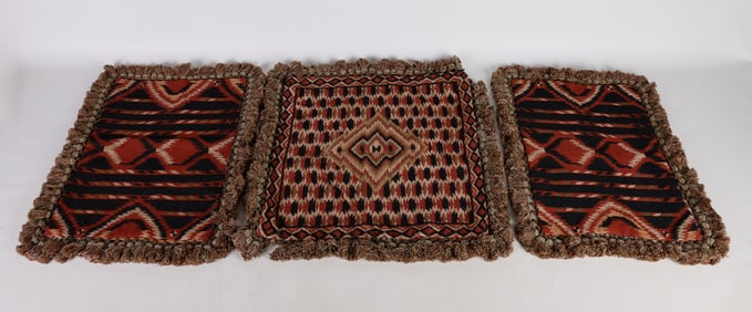 (3) Beadwork, Velvet and Tasseled Pillow Cases
