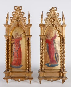 After Fra Angelico Pair 19th C Italian Icon Paintings