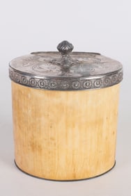 19th C Silverplate and Bone Covered Caddy