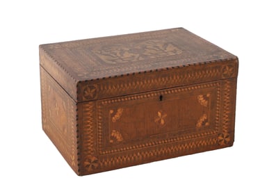 Mid-19th C Parquetry Covered Box