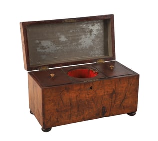 Regency Burlwood Inlaid Tea Caddy