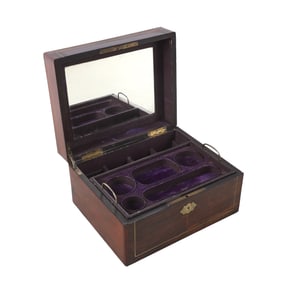English Brass Inlaid Rosewood Jewel Chest