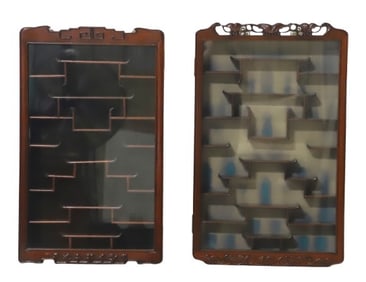 Two Asian rosewood hanging wall curios
