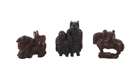 (3) Carved Wood Netsuke