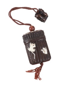 Japanese Basket Carved Inro with Netsuke