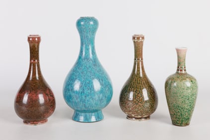 (4) Chinese Mottled Glaze Porcelain Vases