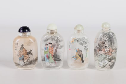 (4) Reverse Painted Chinese Snuff Bottles