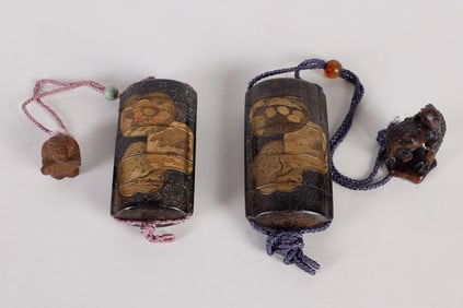(2) Japanese Lacquered 4-Case Inro