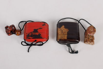 (2) Japanese Lacquered Inro