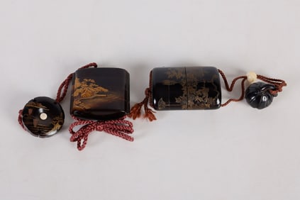 (2) Japanese 3-Case Inro