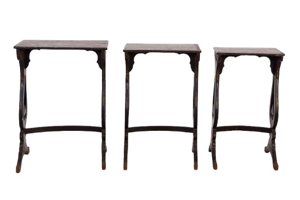Nest of three Chinese lacquered tables (1 of 9)