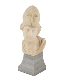 Carved Alabaster Bust of Athena