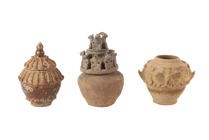(3) Neolithic Style Pottery Vessels