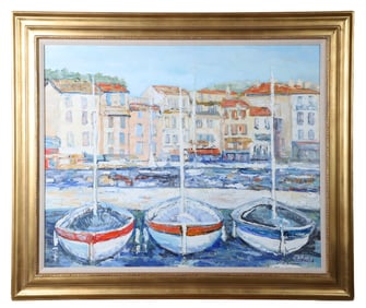 Renee Theobald "Barques dans le Port de Cassis"