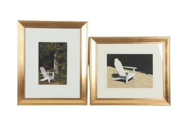 (2) Paintings Delaware Artists "Adirondack Chairs"