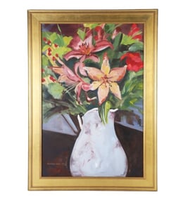 Carol Horgan Lesher "White Ironstone & Orange Lilies"