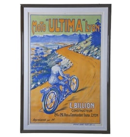 1910s French Moto Ultima Lyon Poster