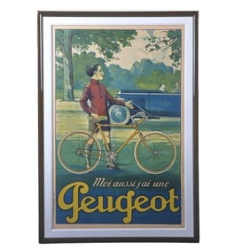 1920s French Peugeot Bicycle Poster