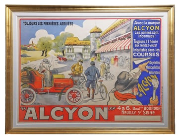 1910 Alcyon French Bicycle and Motor Poster