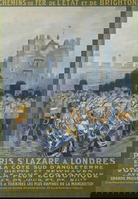 1910s Paris St. Lazare a Londres Railway Poster