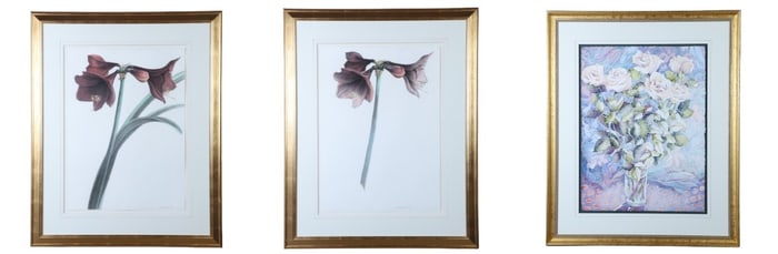 (3) Pcs Framed Drawings and Watercolor