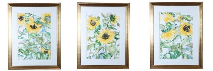 Kimberly Lee Clark (3) Watercolors "Sunflowers"