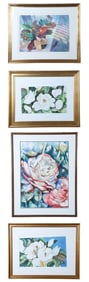 (4) Framed Floral Watercolors