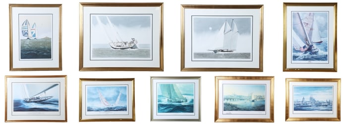 (9) Signed Nautical and Marine Prints