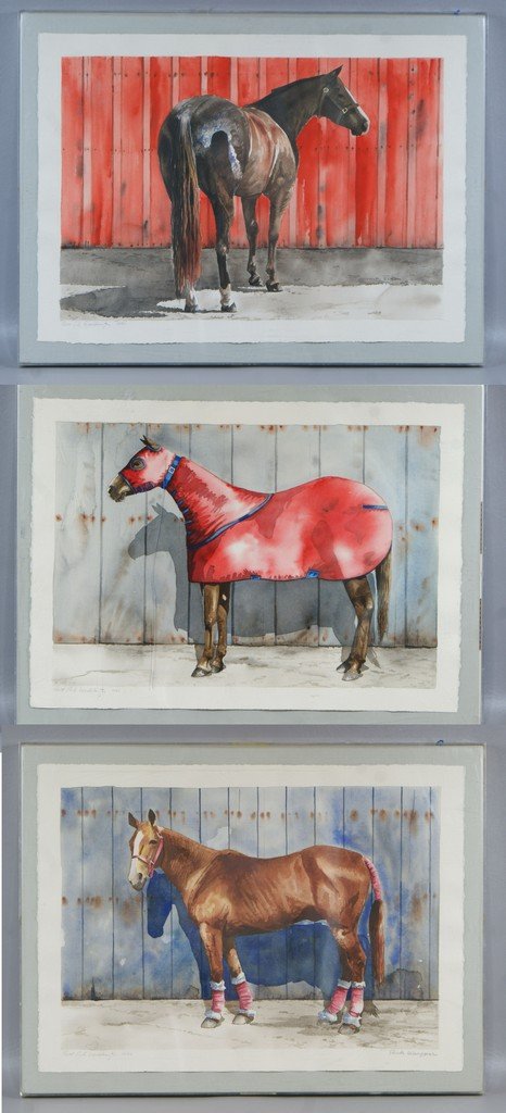 Robert Waddington, 20th c, American, faculty of PAFA, (: Robert Waddington, 20th c, American, faculty of PAFA, (3) w/c, portraits of horses, dated 1991, each 14" x 20 " image size