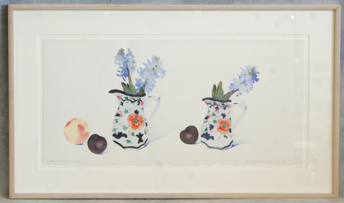G Headley van Campen, American, 20th c, w/c, Leslie's P: G Headley van Campen, American, 20th c, w/c, Leslie's Pitcher with Hyacinths, 14" x 30"