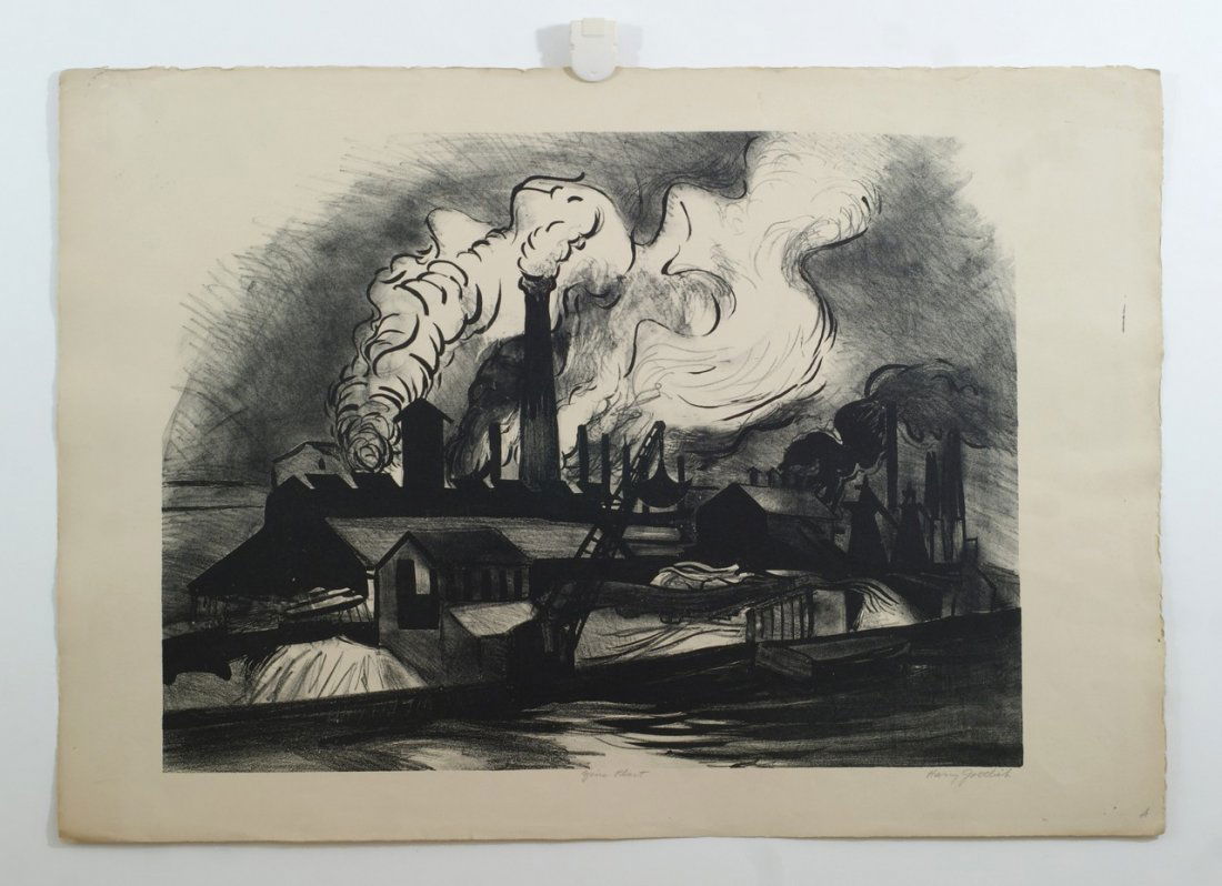 Harry Gottlieb (American, 1895-1992), lithograph, Zinc: Harry Gottlieb (American, 1895-1992), lithograph, Zinc Plant, unframed, 14" x 13" image, unframed