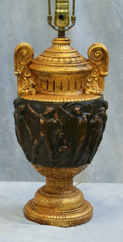 Cast stone classicsl urn style table lamp, 30" tall, no: Cast stone classicsl urn style table lamp, 30" tall, no shade
