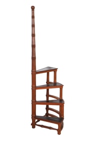 Regency Style Leather Topped Walnut Library Steps
