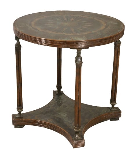Neoclassical Style Etched Bronzed Occasional Table (1 of 7)