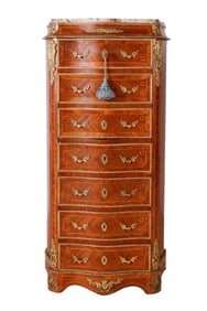 Louis XV Satinwood Marble Top Serpentine Semanier