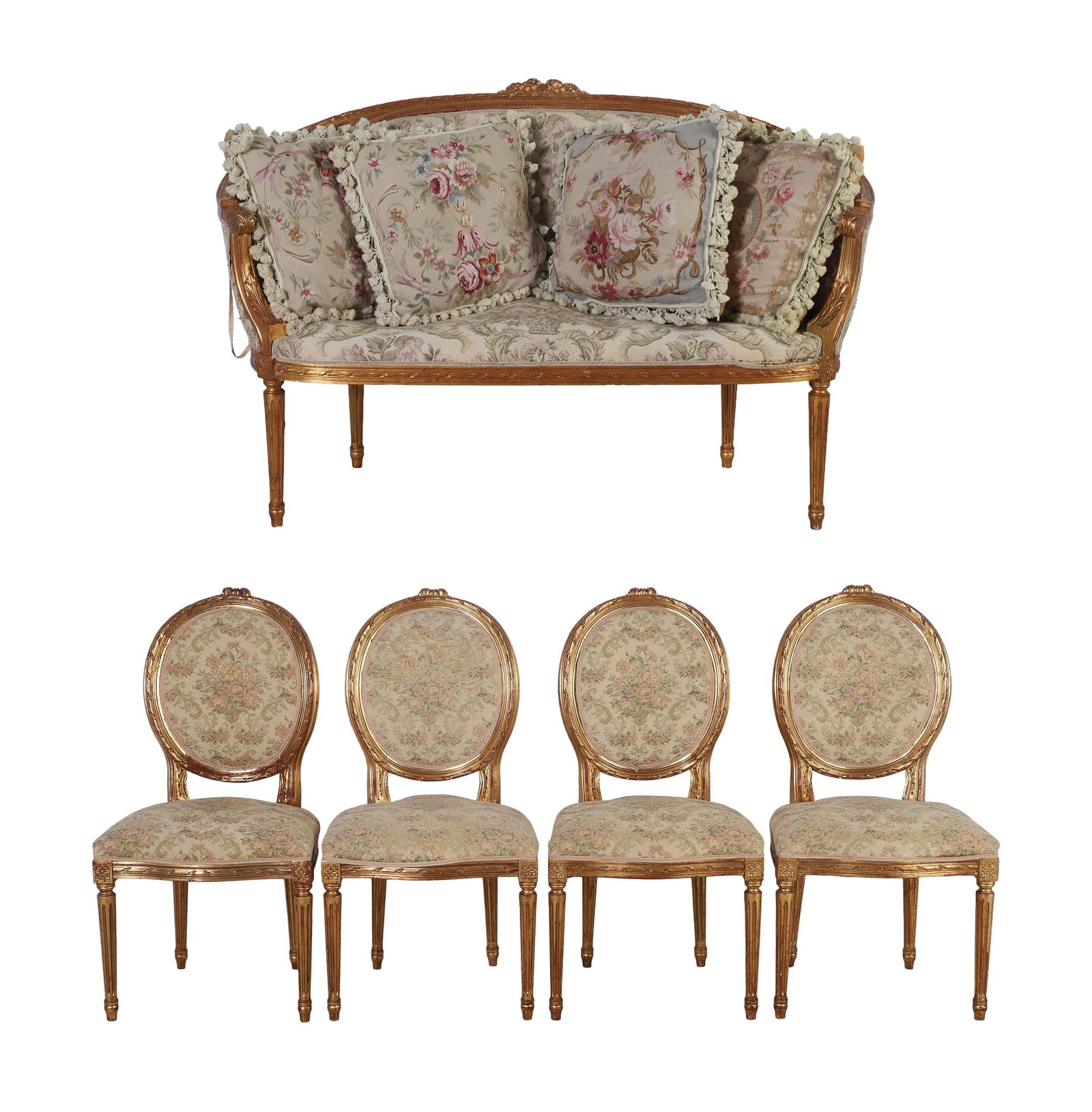 (5) Piece Louis XVI style carved and gilt wood parlor suite (1 of 13)