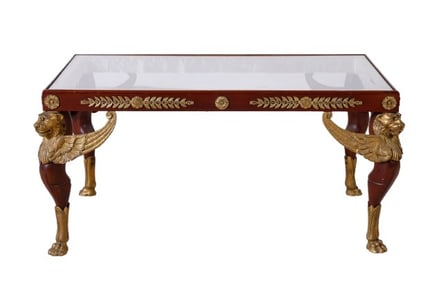 French Empire Style Mahogany & Gilt Bronze Coffee Table