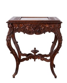 Victorian Carved Wood Games Table