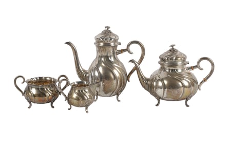 (4) Piece Danish Silver Tea Service