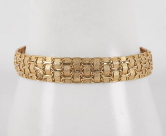 14K Yellow Gold Italian Textured Bracelet