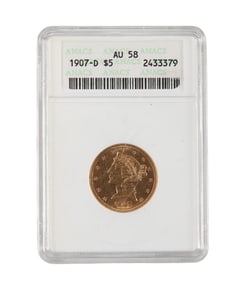 US 1907-D Five Dollar Liberty Head Gold Coin