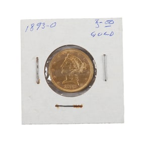 US 1893-O Five Dollar Liberty Head Gold Coin