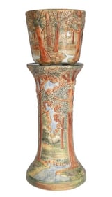 Weller Pottery Woodcraft Jardiniere on Stand