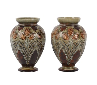 Royal Doulton Eliza Simmance Pottery Vase Pair