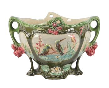 French Art Nouveau Barbotine Majolica Jardiniere