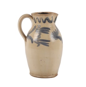 Blue Decorated Stoneware Pitcher