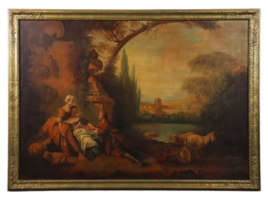19th C Continental Painting of a Courting Scene