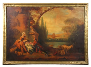 19th C Continental Painting of a Courting Scene