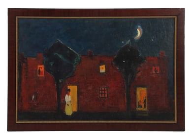 Abraham Hankins Modernist Painting "Row Houses"