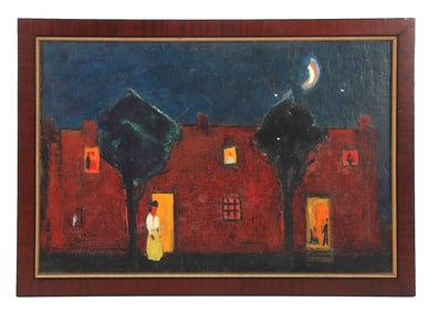 Abraham Hankins Modernist Painting "Row Houses"